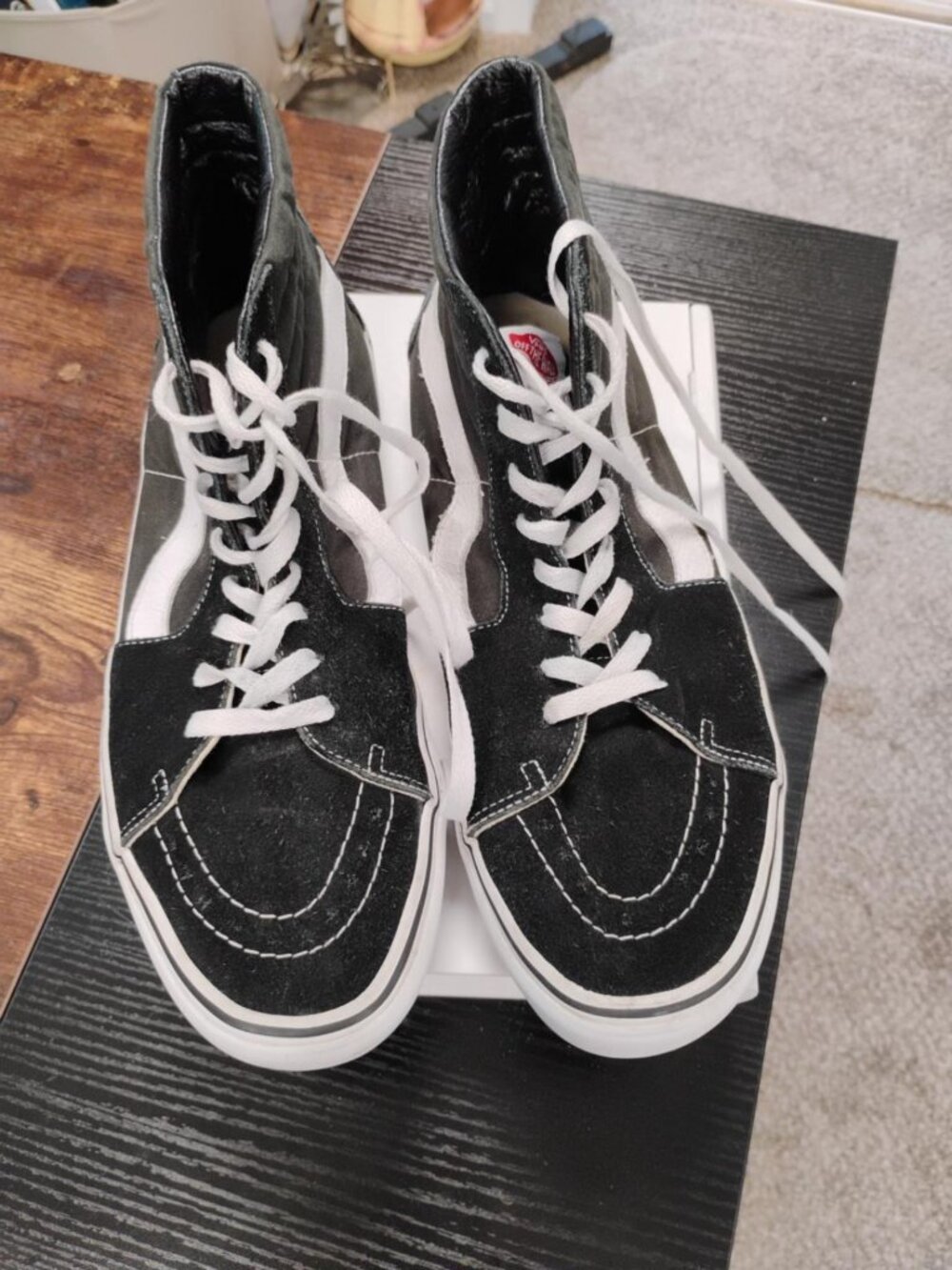 Vans Sk8-Hi Black White Suede Canvas High Top Sneakers Men’s Size 14